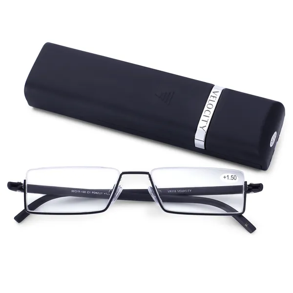 AEC_Executive1_Designer_Portable_Semi-Rimless_Reading_Glasses_Lightweight,_Flexible,_with_Easy_Slide_Flip_Case