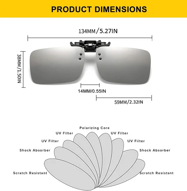 AEC_Shooter_Polarized_Clip-On_Aviator_Driving_Unisex_Sunglasses_Attaches_On_Spectacle_Frame