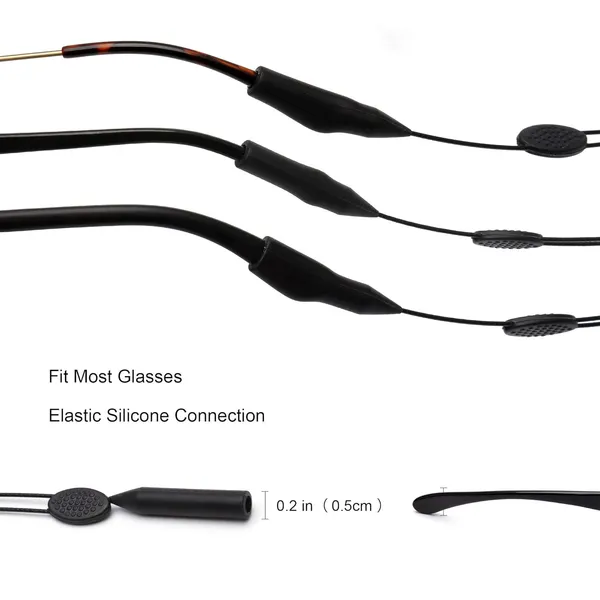 AEC_Cable_Zips_Adjustable_Sports_Sunglasses_Strap_Eyeglasses_Lanyard_Retainer_No_Tail_Anti_Slip_Glasses_Holder_Cord_(14IN,_Black,_Pack_Of_4)