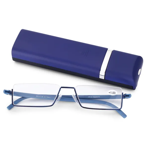 AEC_Executive1_Designer_Portable_Semi-Rimless_Reading_Glasses_Lightweight,_Flexible,_with_Easy_Slide_Flip_Case