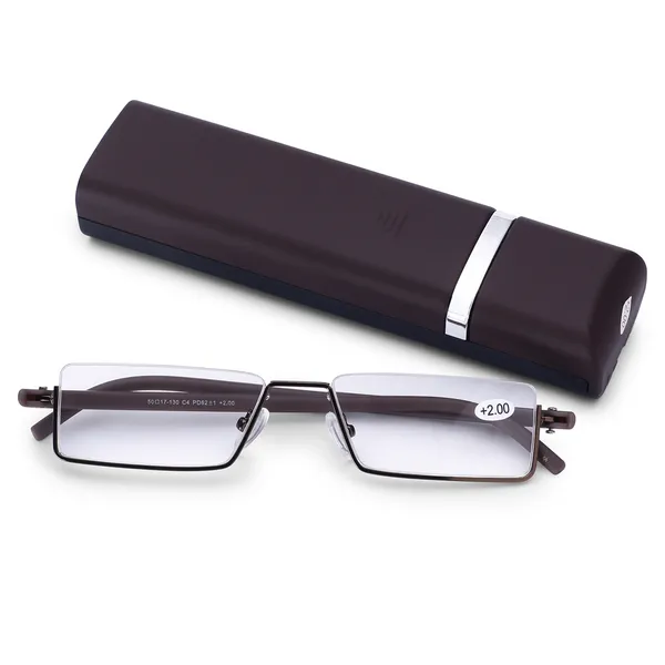AEC_Executive1_Designer_Portable_Semi-Rimless_Reading_Glasses_Lightweight,_Flexible,_with_Easy_Slide_Flip_Case