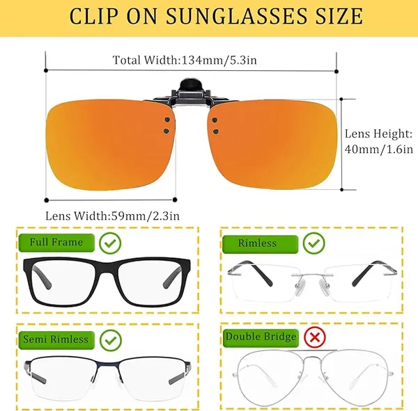 AEC_Shooter_Polarized_Clip-On_Aviator_Driving_Unisex_Sunglasses_Attaches_On_Spectacle_Frame