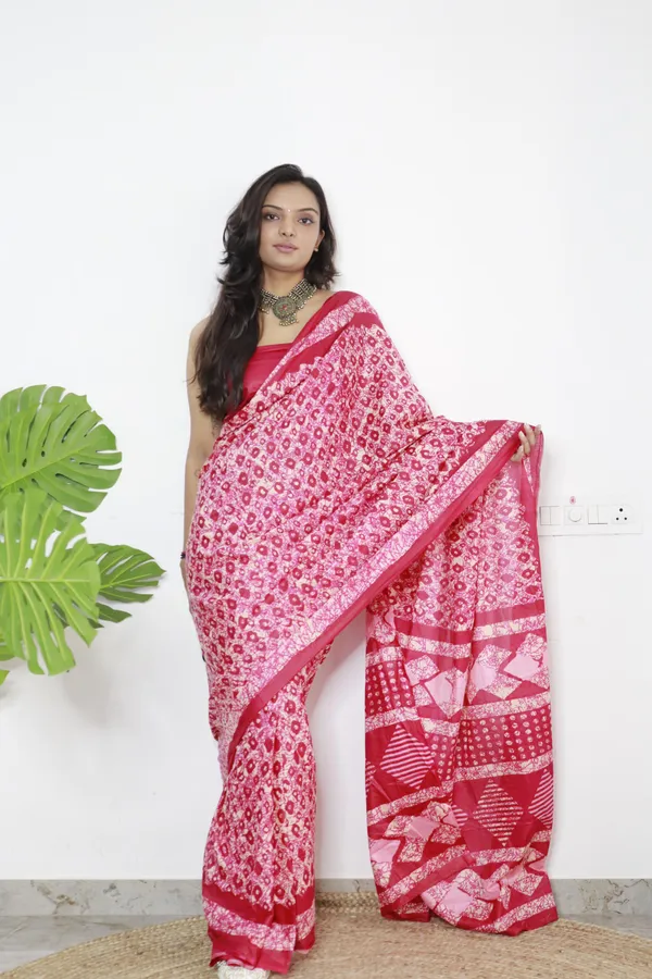 Pink_hand_block_Print_Pure_mul_Cotton_Saree_With_Blouse_Piece_with_Unstiched_Blouse_Fabric