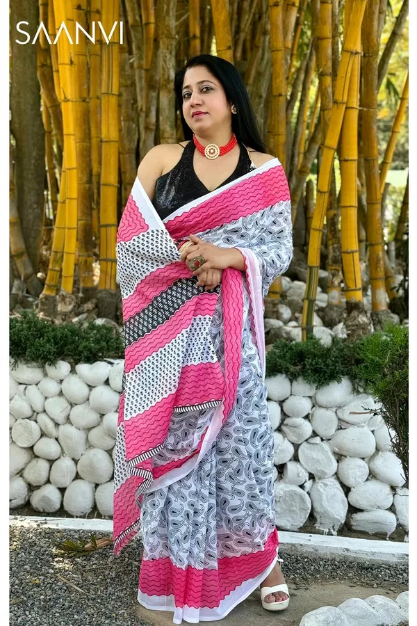 PURE_COTTON_HAND_PRINT_SAREE_with_Unstiched_Blouse_Fabric