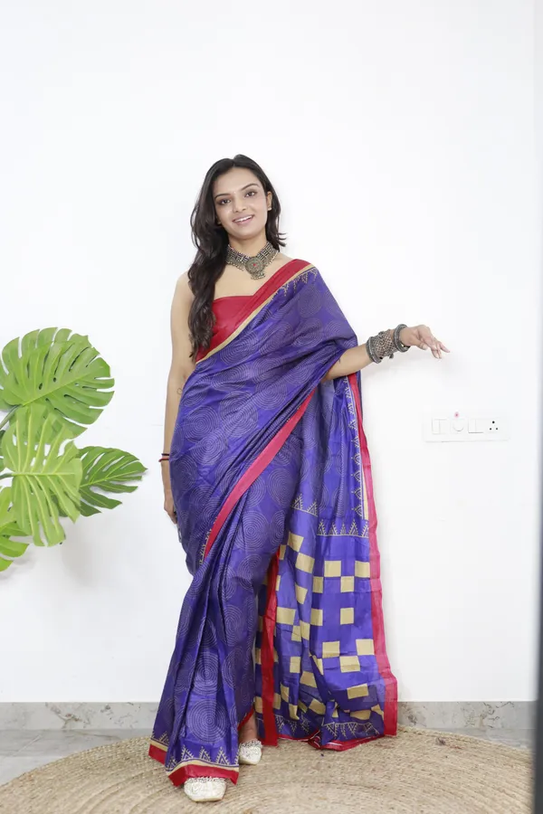 Hand_Blcok_Print_Pure_mul_Cotton_Saree_With_Blouse_Piece_with_Unstiched_Blouse_Fabric