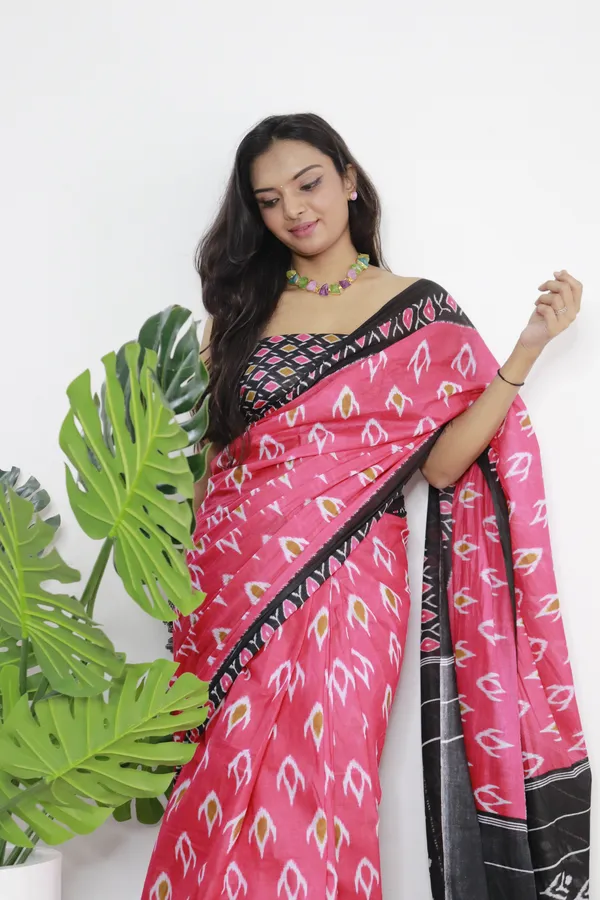 Pink_Hand_Block_Print_Pure_mul_Cotton_Saree_With_Blouse_Piece_with_Unstiched_Blouse_Fabric