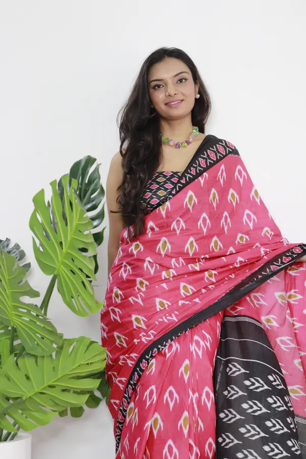 Pink_Hand_Block_Print_Pure_mul_Cotton_Saree_With_Blouse_Piece_with_Unstiched_Blouse_Fabric