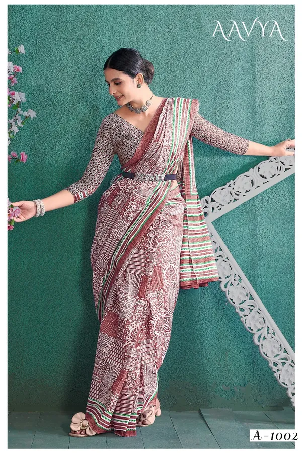 Pure_Soft_Cotton_Hand_Block_Printed_Saree_Maroon_with_Unstiched_Blouse_Fabric