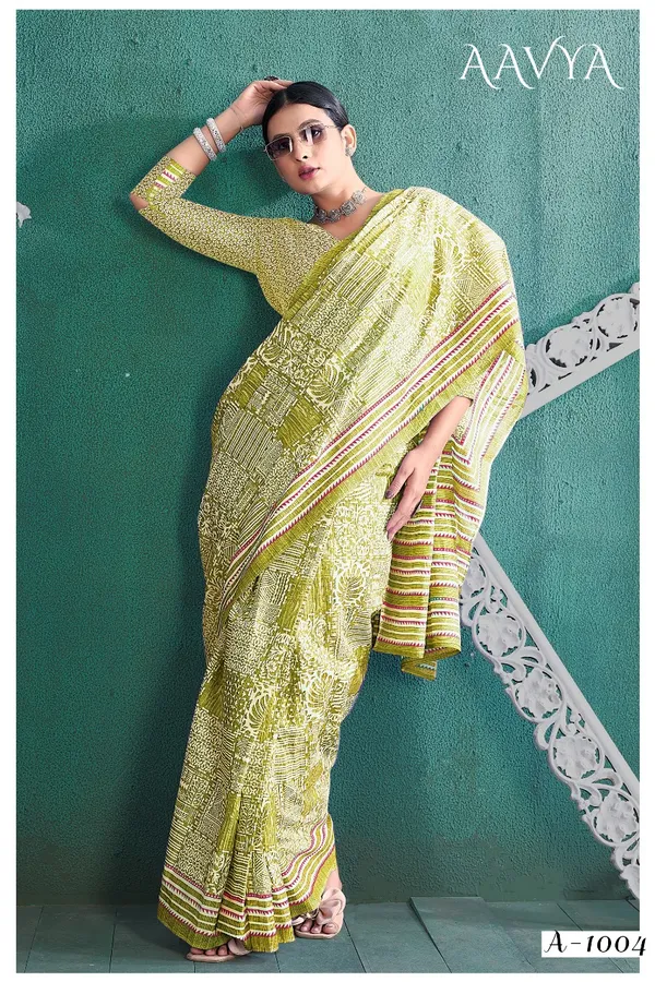 Pure_Soft_Cotton_Hand_Block_Printed_Saree_Lemon_with_Unstiched_Blouse_Fabric