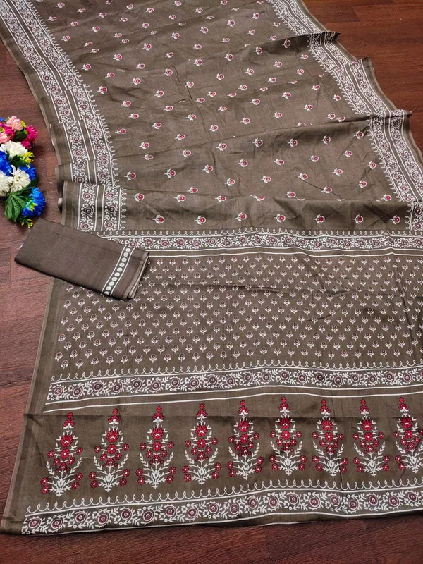 Spice_Hand_Block_Print_Pure_mul_Cotton_Saree_With_Blouse_Piece_with_Unstiched_Blouse_Fabric