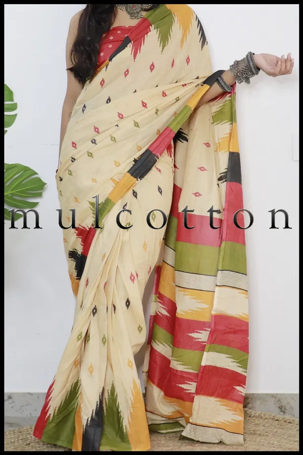 hand_Block_Print_Pure_mul_Cotton_Saree_With_Blouse_Piece_with_Unstiched_Blouse_Fabric
