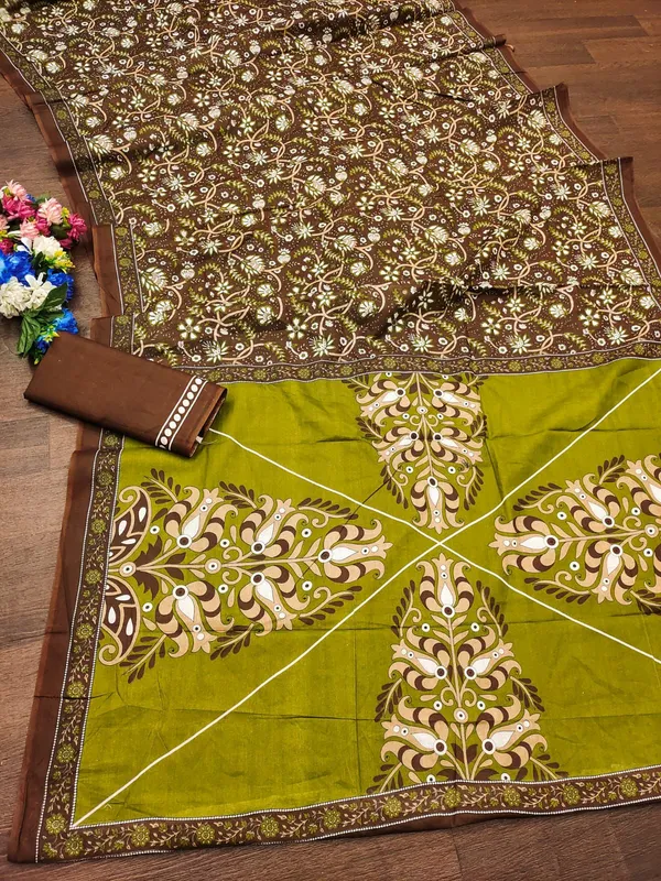 Hand_Block_Print_Pure_mul_Cotton_Saree_With_Blouse_Piece_with_Unstiched_Blouse_Fabric