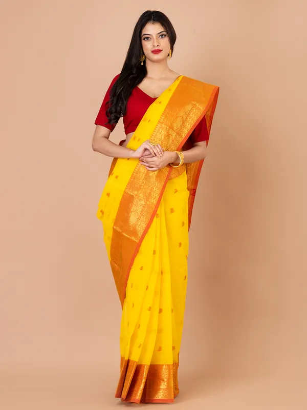 HOUSE OF ARLI Yellow Red Tant Saree Price in India Buy HOUSE OF ARLI Yellow Red Tant Saree online at undefined