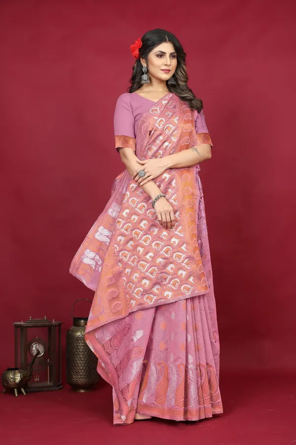 Baby_Pink_Exclusive_Pure_Linen_Silk_Saree