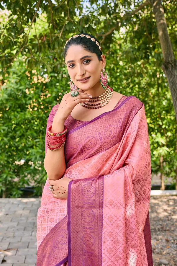 Baby_Pink_Soft_Kanchipuram_Silk_Saree_With_Copper_Zari_Work