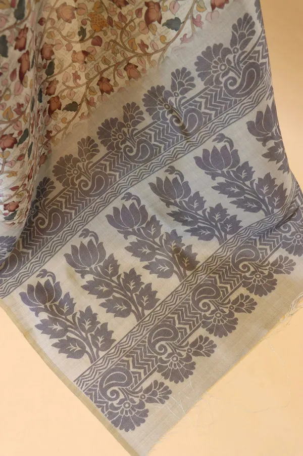 Blue_Colour_Smooth_Silk_Saree_With_Digital_Kalmkari_Print