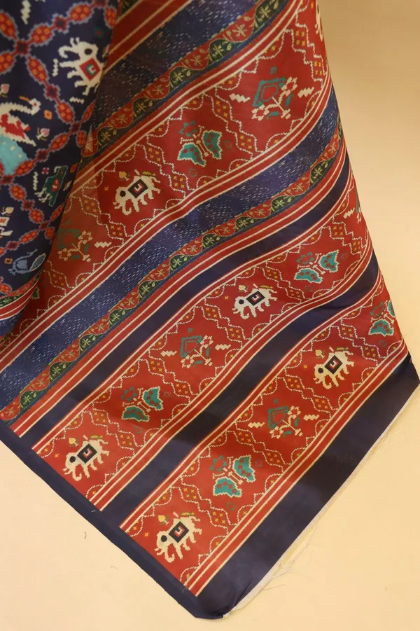 Blue_Colour_Smooth_Silk_Saree_With_Patola_Print