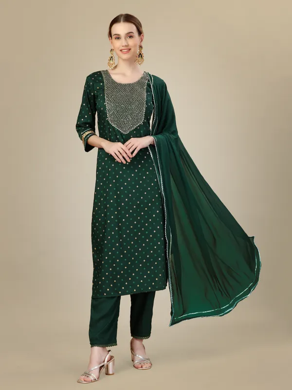 Dark_Green_Silk_Blend_Kurta_Pant_Dupatta_Set_With_Embroidery_&_Sequence_Work