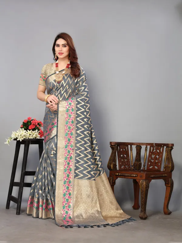 Banarasi Premium Soft Silk Saree-BANAR-009 - Rich Zari Weaving Pallu - Pure Silk Blouse
