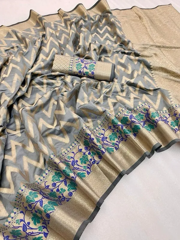 Gray_Soft_Banarasi_Silk_Saree_With_Zari_Weaving_Work