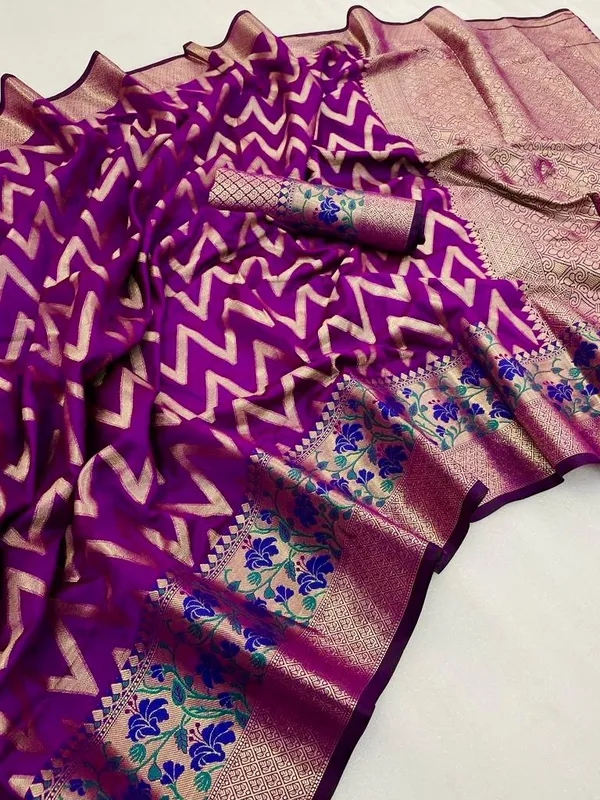 Magenta_Soft_Banarasi_Silk_Saree_With_Zari_Weaving_Work