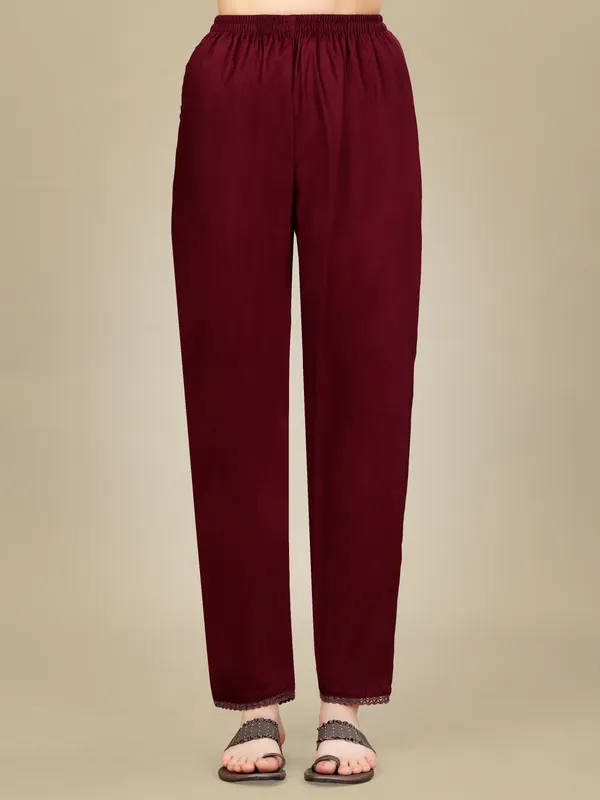 Maroon_Silk_Blend_Kurta_Pant_Dupatta_Set_With_Embroidery_&_Sequence_Work