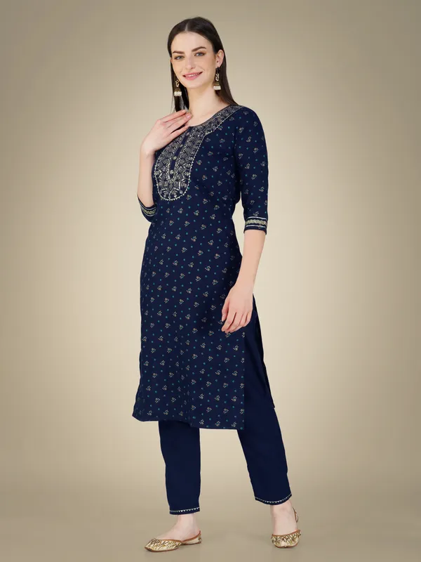 Navy_Blue_Cotton_Magic_Slub_Kurti_Pant_Dupatta_Set_With_Embroidery_&_Sequence_Work