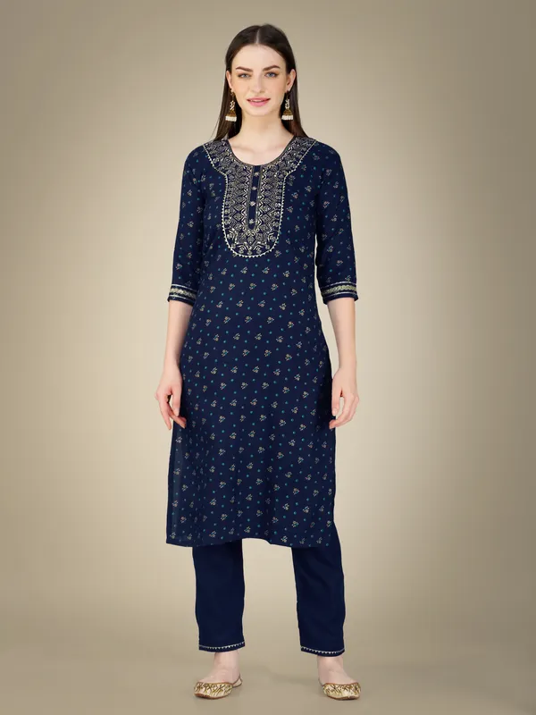 Navy_Blue_Cotton_Magic_Slub_Kurti_Pant_Dupatta_Set_With_Embroidery_&_Sequence_Work