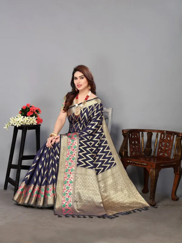 Navy_Blue_Soft_Banarasi_Silk_Saree_With_Zari_Weaving_Work