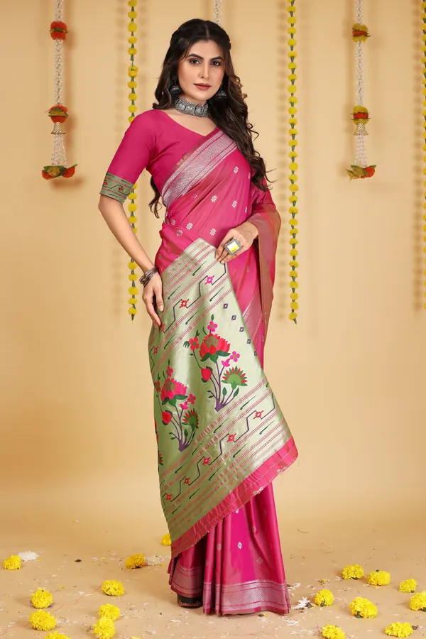 Pink_Paithani_Silk_Saree_Crafted_with_Perfection_With_Blouse_Piece_Attached