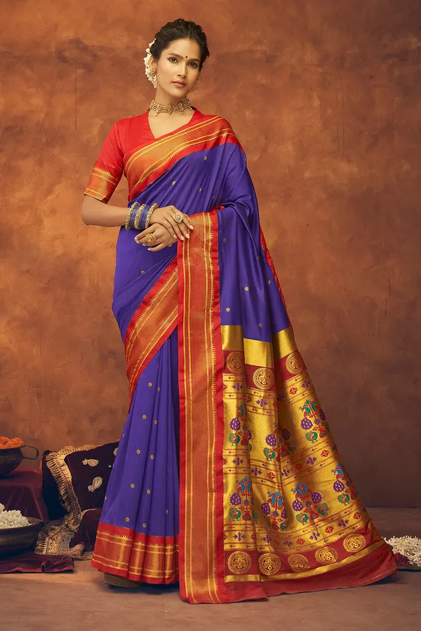 Blue_Soft_Paithani_Saree_With_Gold_Zari