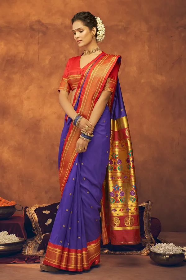 Blue_Soft_Paithani_Saree_With_Gold_Zari