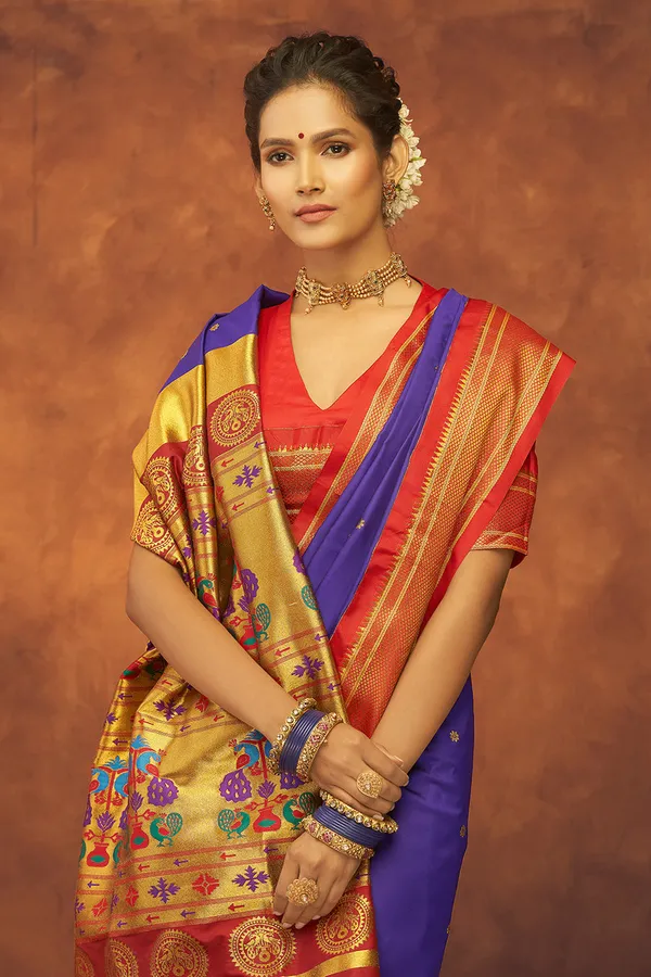 Blue_Soft_Paithani_Saree_With_Gold_Zari