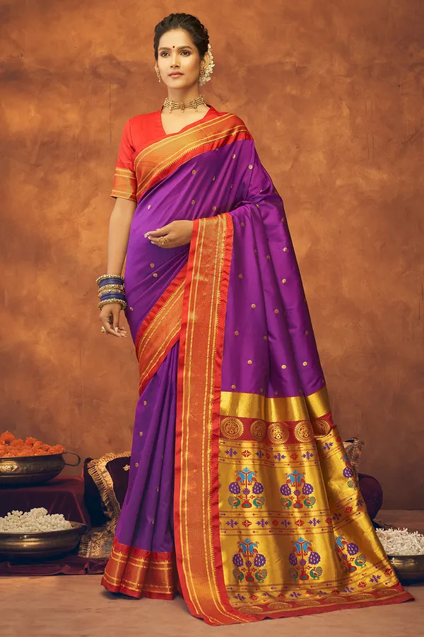 Purple_Soft_Paithani_Saree_With_Gold_Zari