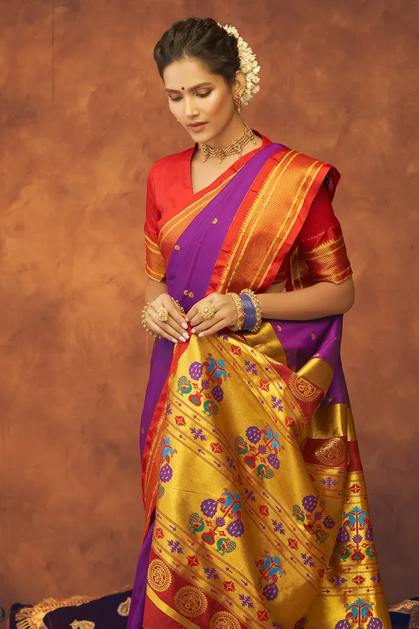 Purple_Soft_Paithani_Saree_With_Gold_Zari