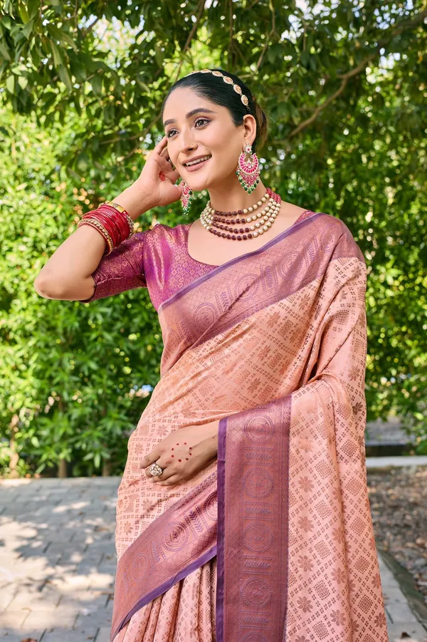 Peach_Soft_Kanchipuram_Silk_Saree_With_Copper_Zari_Work