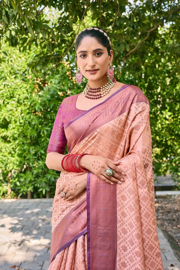 Peach_Soft_Kanchipuram_Silk_Saree_With_Copper_Zari_Work