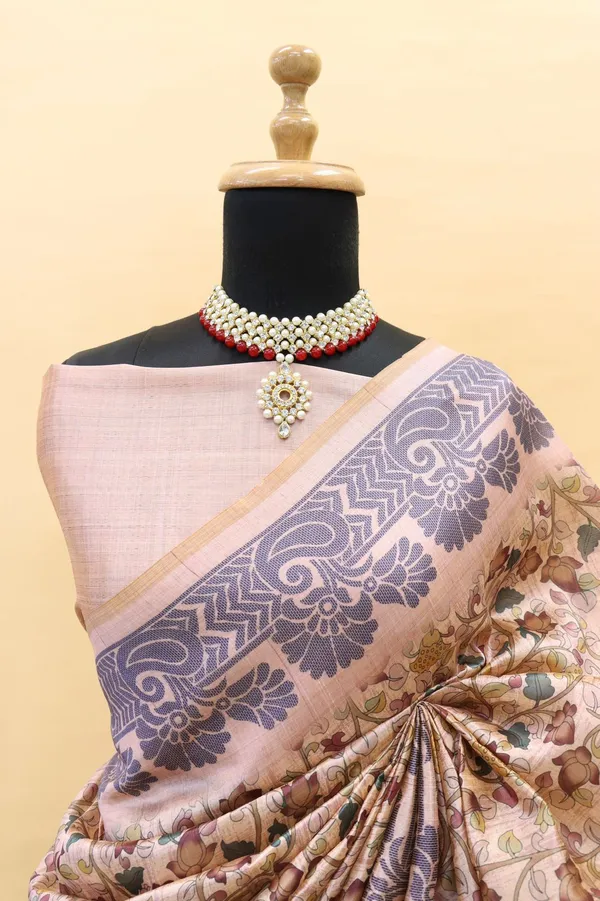 Pink_Colour_Smooth_Silk_Saree_With_Digital_Kalmkari_Print