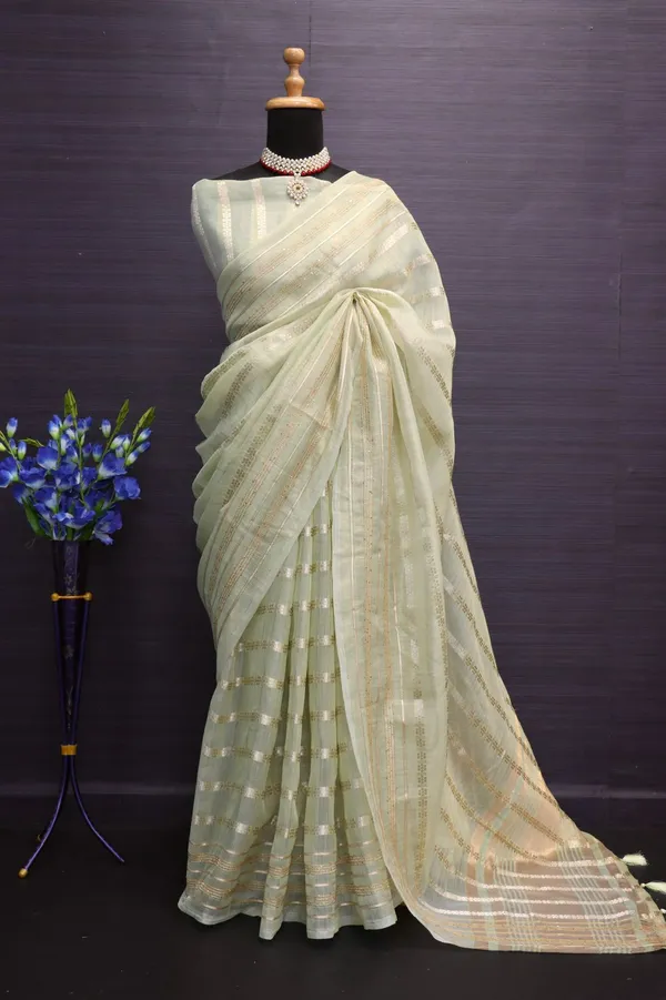 Pista_Green_Soft_Tussar_Silk_Saree_With_Gold_Zari_Weaving_Border