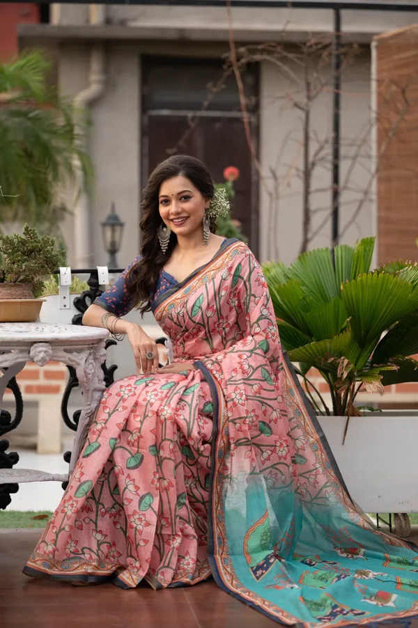 Soft_Pichwai_Print_Mul_Linnen_Cotton_Saree