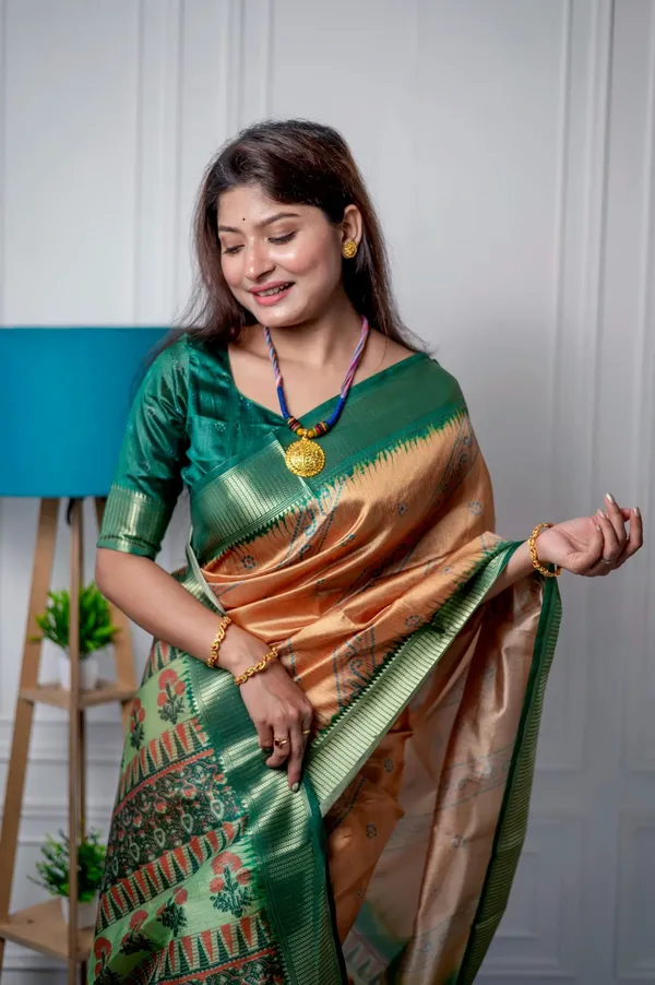 Soft_Raw_Silk_Saree_With_Bandhani_Print_&_Weaving_Border