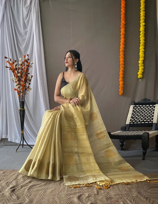 Cream_Banarasi_Tissue_Silk_Saree