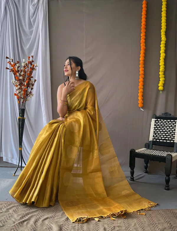 Mustard_Banarasi_Tissue_Silk_Saree
