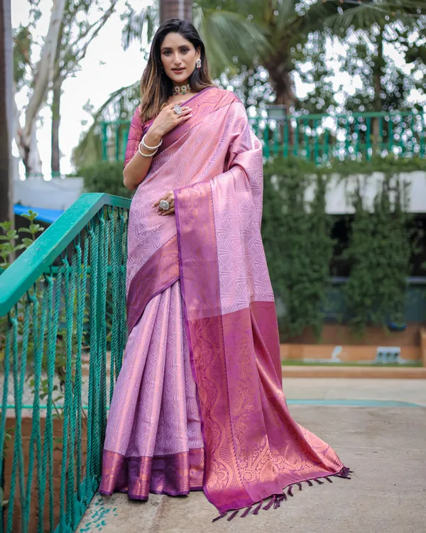Levender_Kanjivaram_Silk_Saree_With_Copper_Zari_Work_With_Blouse_Piece_Attached