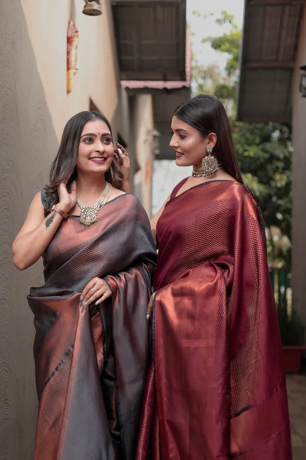 Grey_Kanjivaram_Silk_Saree_with_Heavy_Copper_Zari_Work_-_Timeless_Elegance_With_Blouse_Piece_Attached