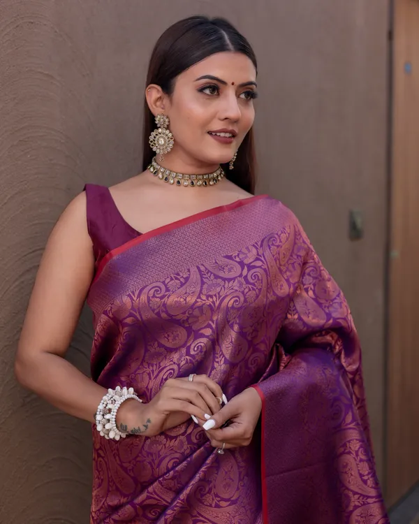 Purple_Timeless_Kanchipuram_Sarees_A_Heritage_of_Elegance_With_Blouse_Piece_Attached