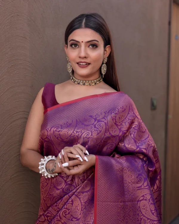 Purple_Timeless_Kanchipuram_Sarees_A_Heritage_of_Elegance_With_Blouse_Piece_Attached