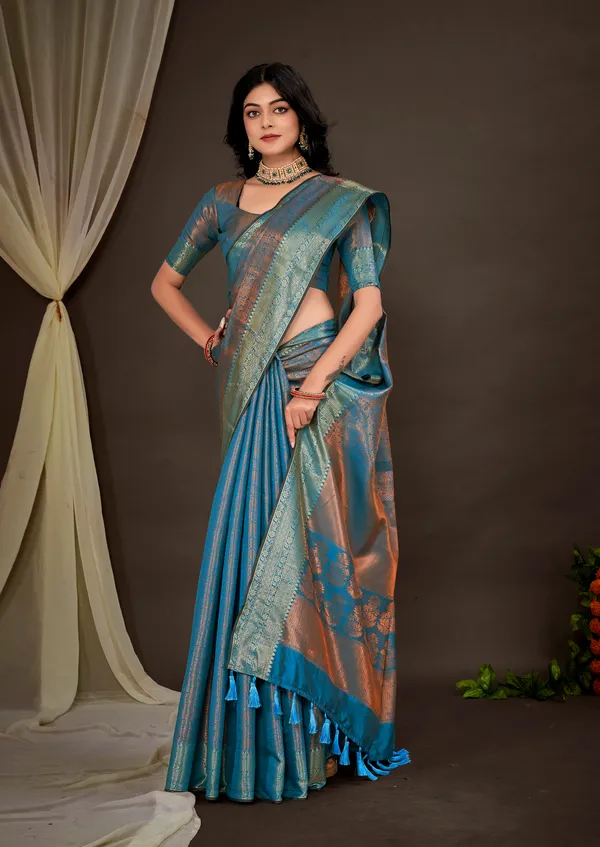 Blue_Luxurious_Kanjivaram_Silk_Saree_Weave_of_Royalty_With_Blouse_Piece_Attached