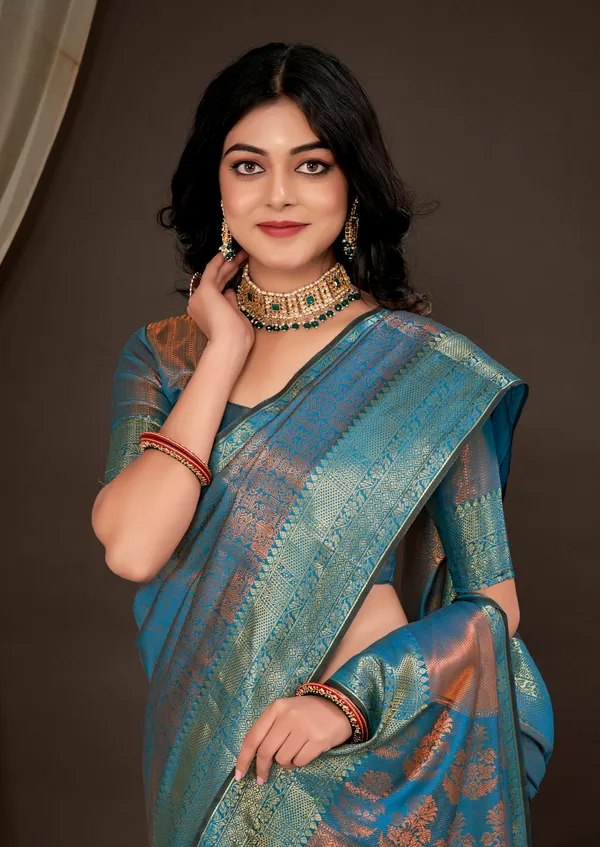 Blue_Luxurious_Kanjivaram_Silk_Saree_Weave_of_Royalty_With_Blouse_Piece_Attached