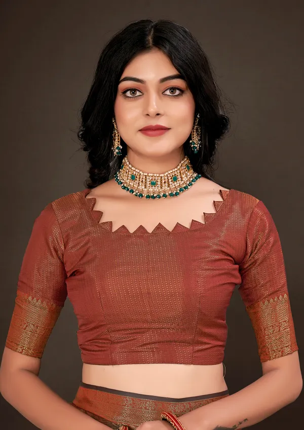 Copper_Luxurious_Kanjivaram_Silk_Saree_Weave_of_Royalty_With_Blouse_Piece_Attached